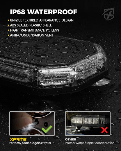 Xprite 42 LED Roof Top Strobe Light, High Visibility Emergency Hazard Warning Flashing Light Bar w/Control Panel for Firefighter POV Ambulance Vehicle Trucks - White Red
