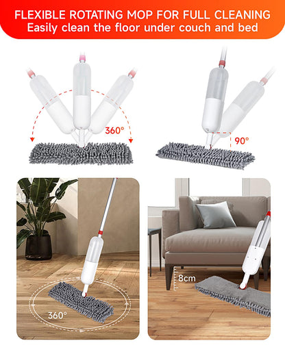 Mops for Floor Cleaning, Spray Mop Floor Mop for Effortless Floor Cleaning - Wet & Dry, 3 Reusable Double Side Microfiber Washable Pads, for Laminate, Ceramic, Vinyl, Tile - Home & Commercial Use