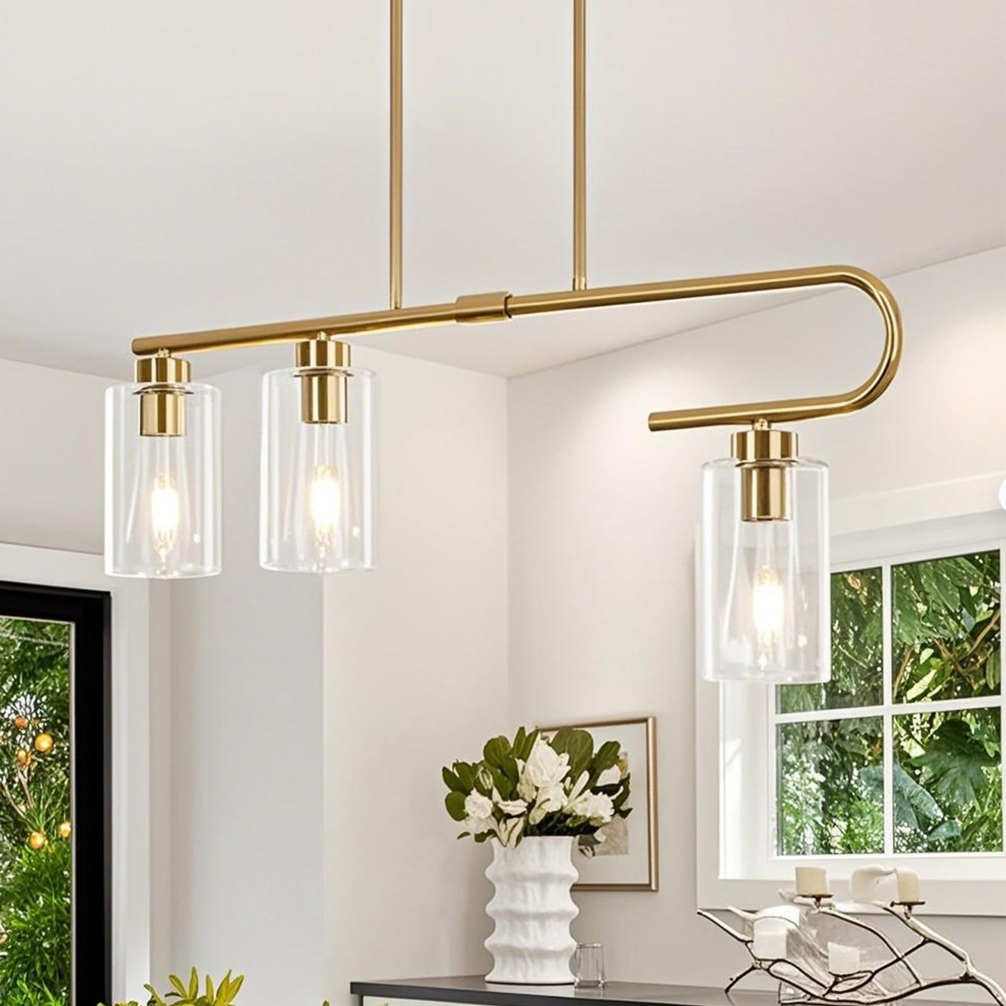 Gold 3-Light Dining Room Chandelier Pendant Light