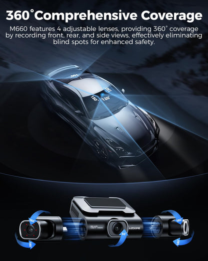 AZDOME 360° 4-Channel Dash Cam with Night Vision