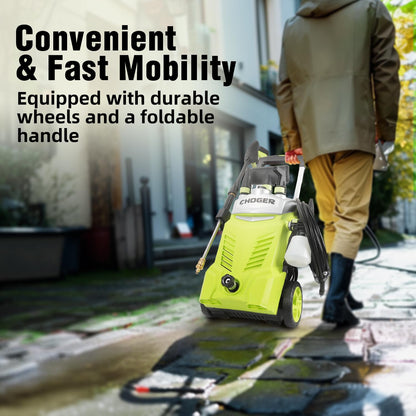 CHOGER Electric Pressure Washer, 2.6 GPM, 4000 PSI Power Washer Electric Powered with Hose Reel, Foam Cannon,High Pressure Washer with 35FT Power Cord, 25FT Hose, GFCI Protection and 4 Nozzles