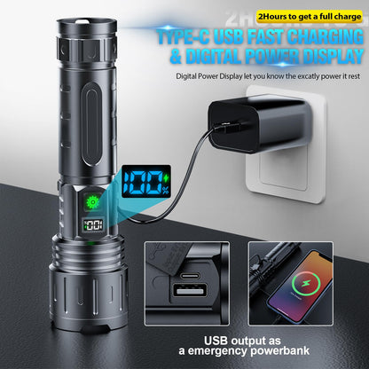 20000 Lumens Hoxida Rechargeable LED Flashlight