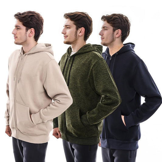 Men's Lightweight Fleece Hoodie 3-Pack