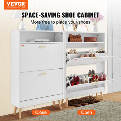 VEVOR Shoe Storage Cabinet for Entryway, 31.5" D x 9.4" W x 47.3" H, White