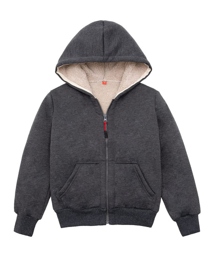 Kids Sherpa Lined Zip Up Hoodie Sweatshirt