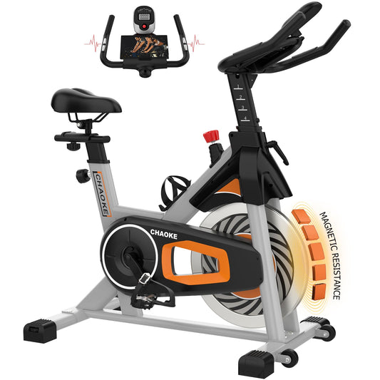 Exercise Bike, Adjustment Magnetic Resistance, Super Silent Belt Drive Indoor Bike for Home Workout, Stationary Bike with 350LBS Weight Capacity, Comfortable Seat Cushion, LCD Monitor