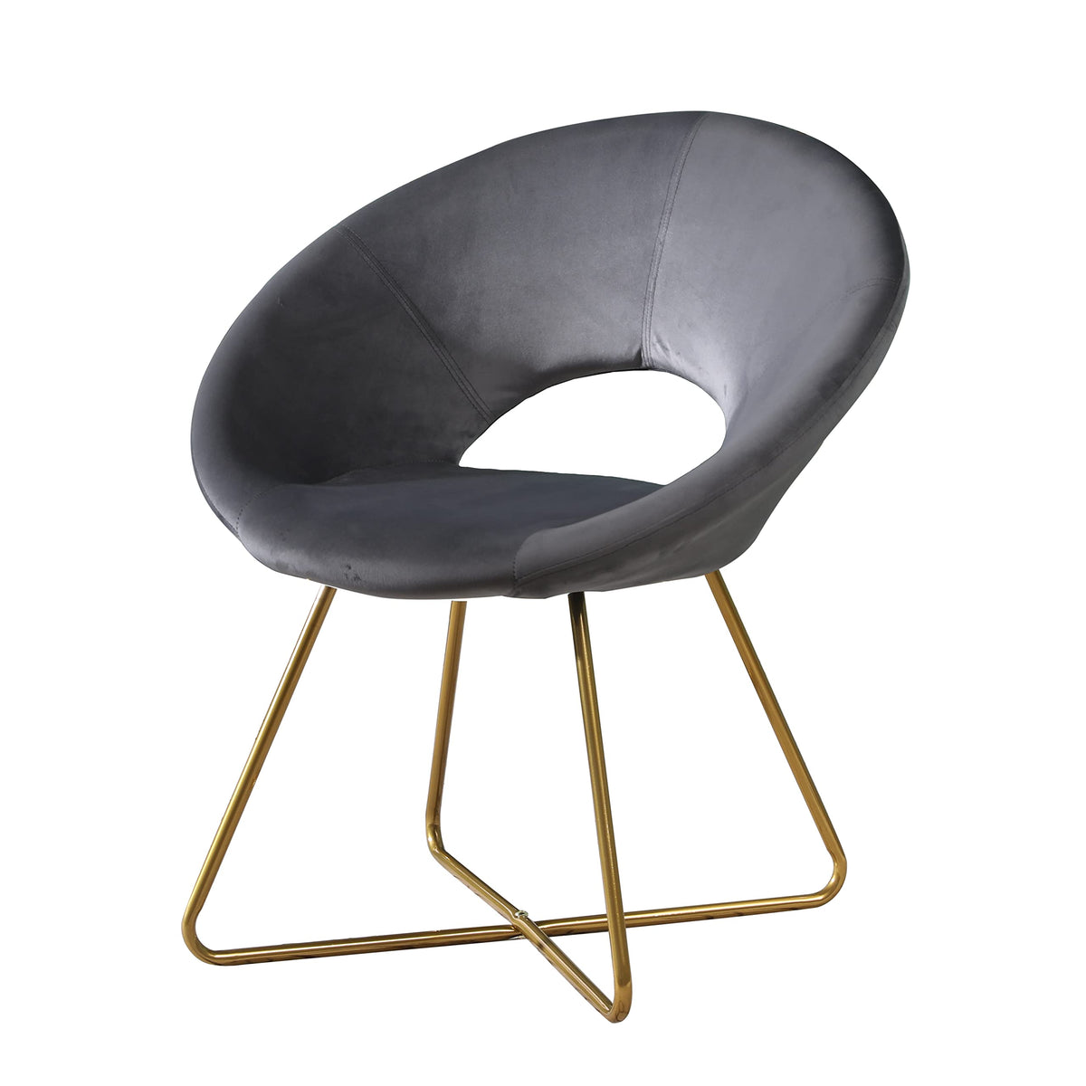 Velvet Upholstered Accent Chair with Gold Base