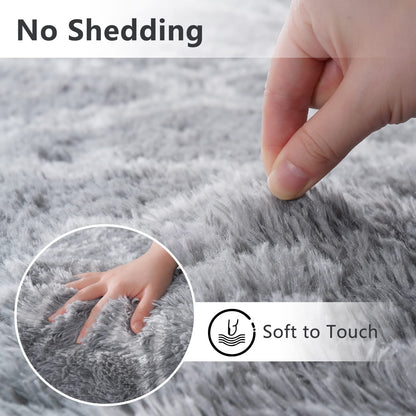 Unirea Luxury Shag Area Rugs for Living Room 4x6 Feet Geometric Plush Fluffy Rugs, Extra Soft and Comfy Carpet for Bedroom Kids Teens Room Dorm Nursery Playroom Home Decor, Light Grey/White
