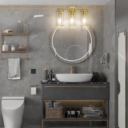 Gold 3-Light Farmhouse Bathroom Wall Fixture
