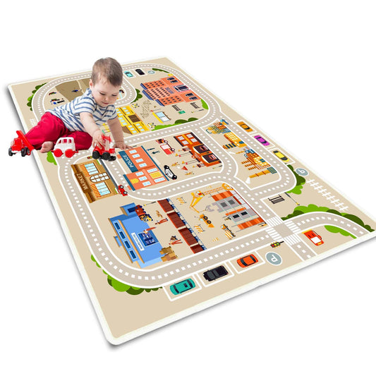 Kids Car Play Mat Rug for Boys and Girls