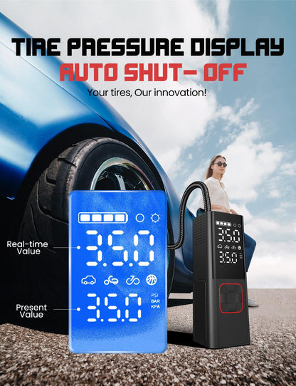 Tire Inflator Portable Air Compressor, 3X Faster Inflation, 160PSI Portable Air Pump for Car Tires with 20000mAh Battery, Suitable for Car, Motorcycle, Bike, Ball(Storage box)