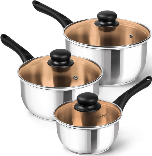 MICHELANGELO 3-Piece Stainless Steel Saucepan Set