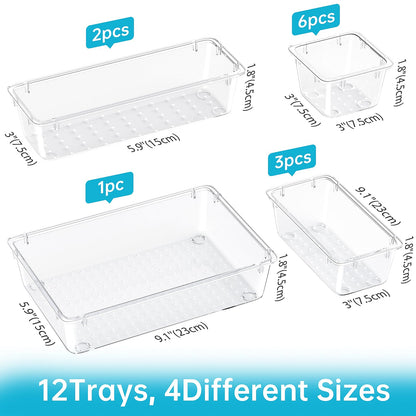 12 PCS Clear Drawer Organizer Set for Makeup