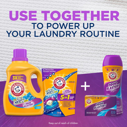 Arm & Hammer Plus OxiClean Odor Blasters Fresh Burst, 128 Loads Liquid Laundry Detergent, 166.5 Fl oz