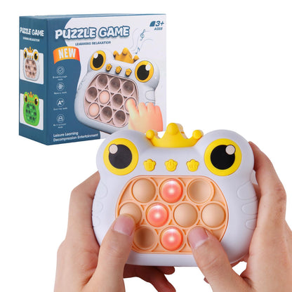 Pop Fidget Toys Handheld Game for Teens, Push Bubble Light up Puzzle Game Machine & Best Gifts for Kids, Quick Push Games Educational Sensory Toys, Stress Relief Party Favors Toy Age 3-12… (Frog-W)