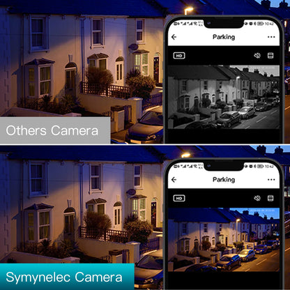 SYMYNELEC Light Bulb Security Camera Outdoor Waterproof 2.5K, 2.4GHz Only Wireless WiFi Light Socket Camera with AI Human Detection Motion Tracking Color Night Vision Siren Alarm Works with Alexa