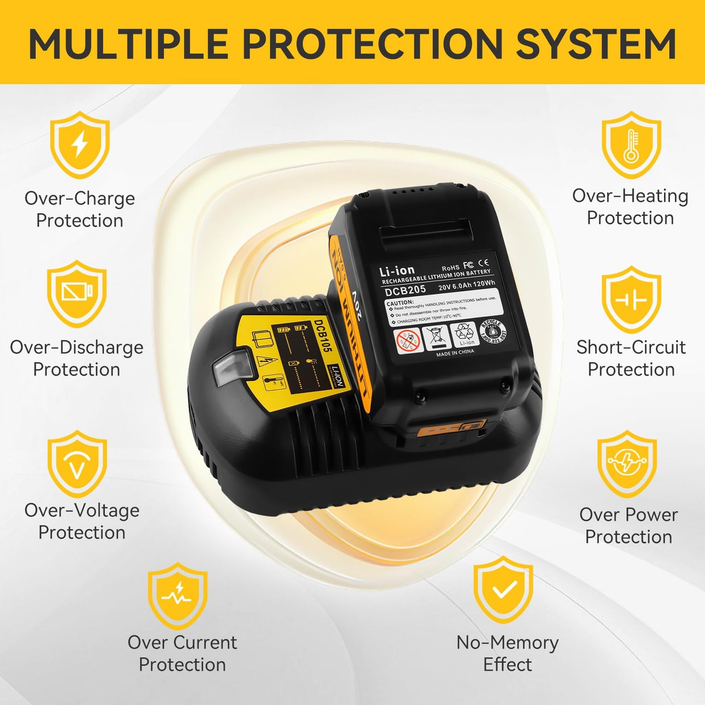 20V 6.0Ah Battery Replacement for Dewalt Tools
