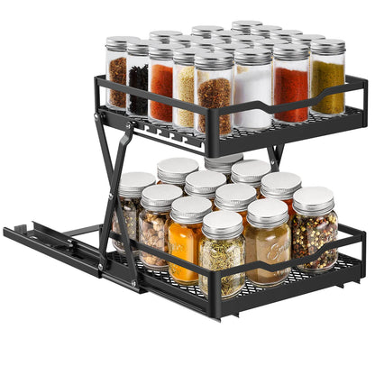 Pull Out Spice Rack Organizer - 2 Tier Metal