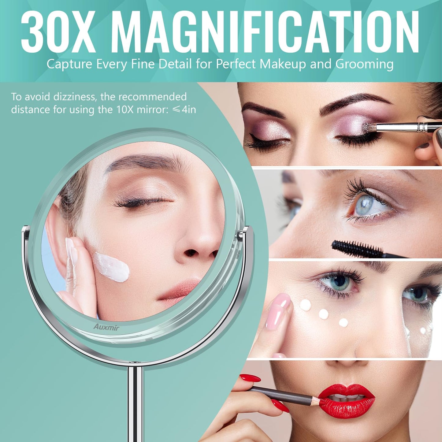 1X/30X Double Sided Makeup Mirror with Tweezer