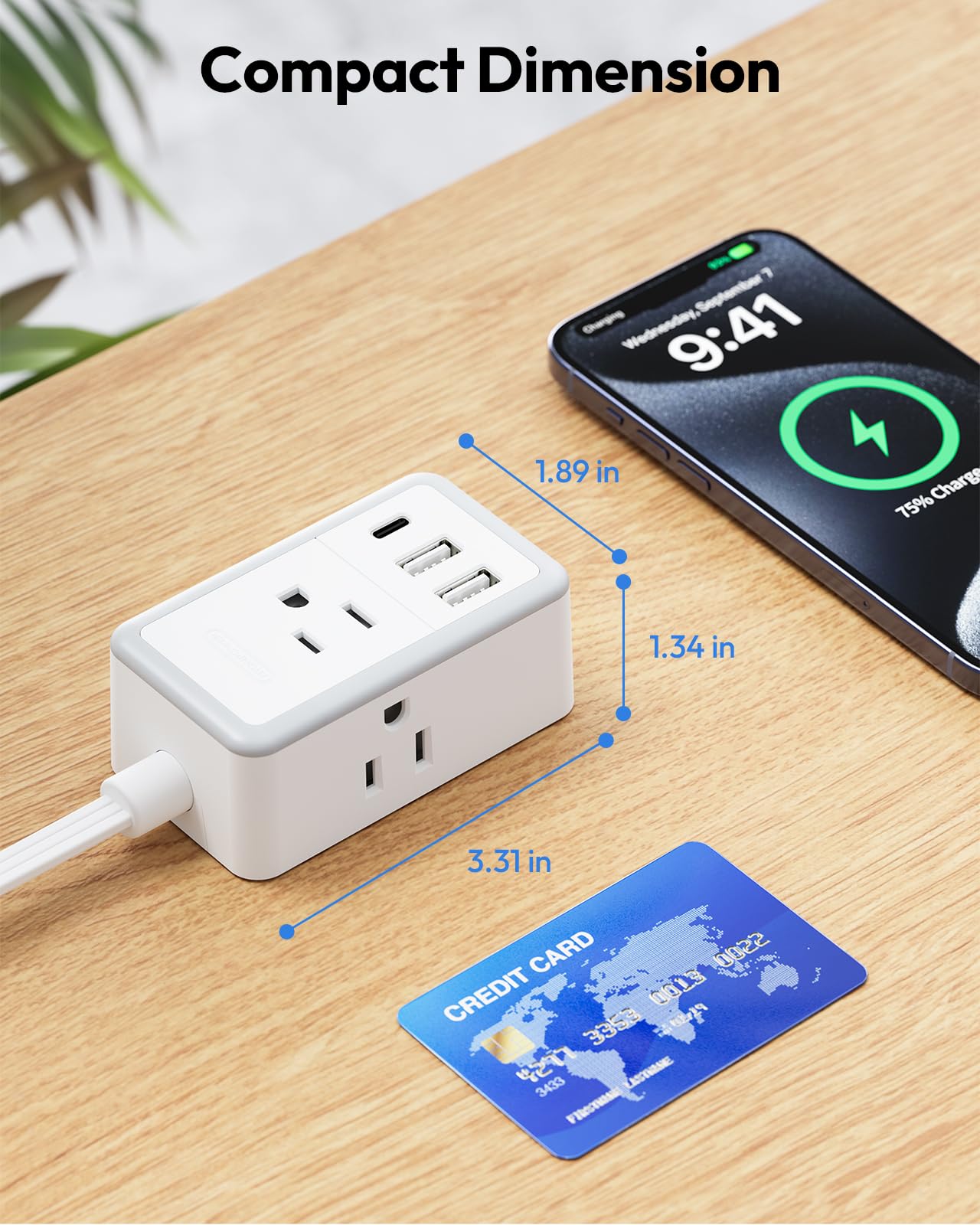 25ft NTONPOWER Flat Extension Cord with USB Ports