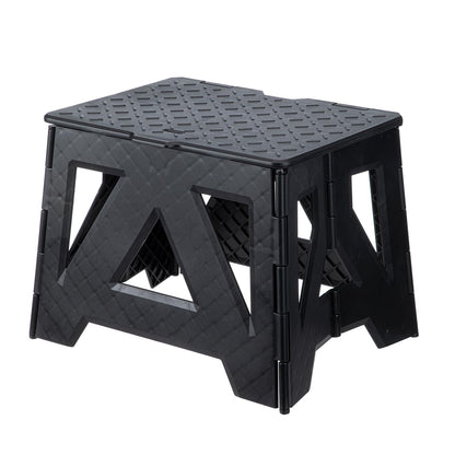 SHIMOYAMA Folding Stool, 9.6” Step Stool for Adults, Holds Up to 220lbs, PP Foldable Stool for Outdoor Camping, Bathroom, and Living Room (Black)