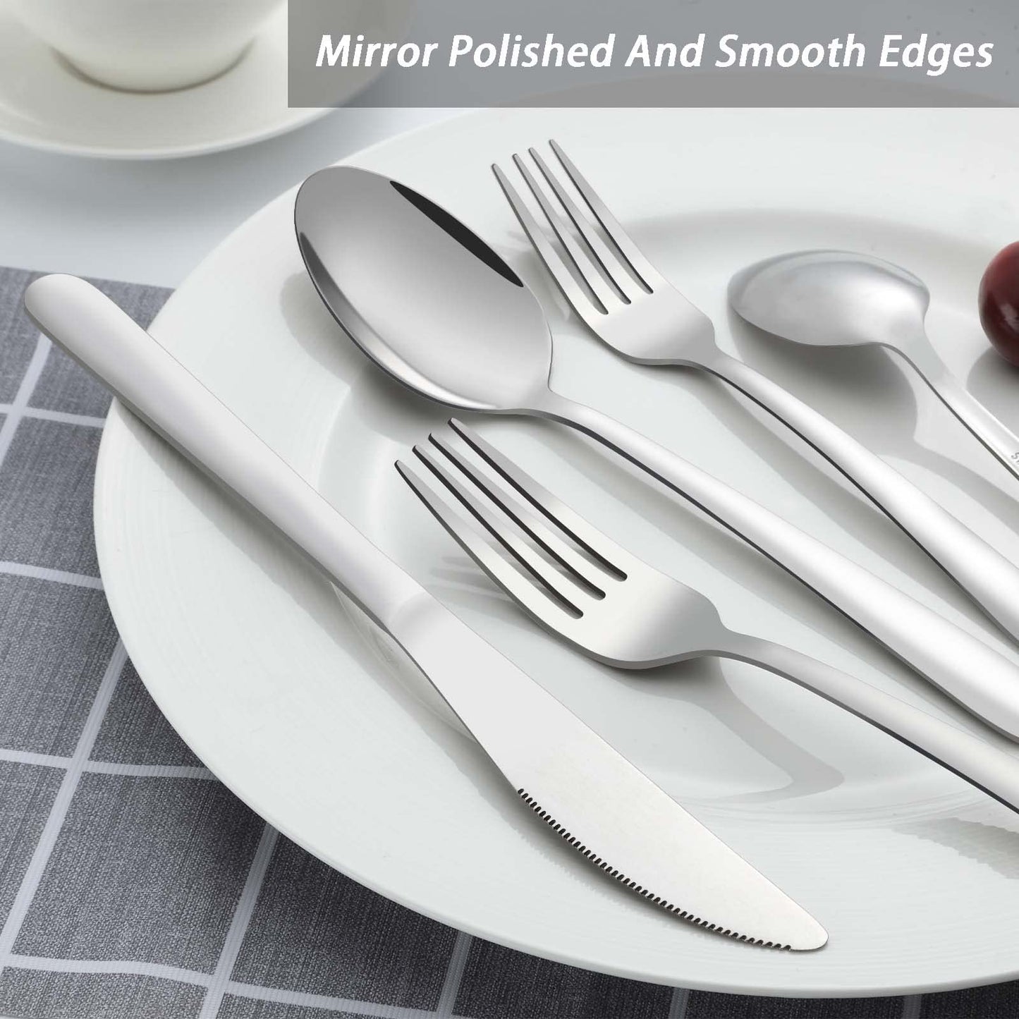 APEO 60 Piece Stainless Steel Silverware Set for 12, Premium Polished Flatware Sets, Forks Spoons and Knives Set, Food-Grade Cutlery Set for Home Kitchen Restaurant Hotel, Dishwasher Safe Utensils Set