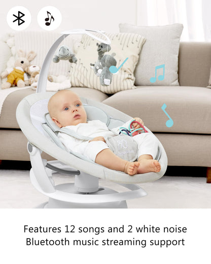 Angelbliss 3 in 1 Baby Swing with Motion Detection, Portable Baby Swings for Infants with Removable Rocker & Stationary Seat, Bluetooth Enabled with 3 Unique Motions (White)