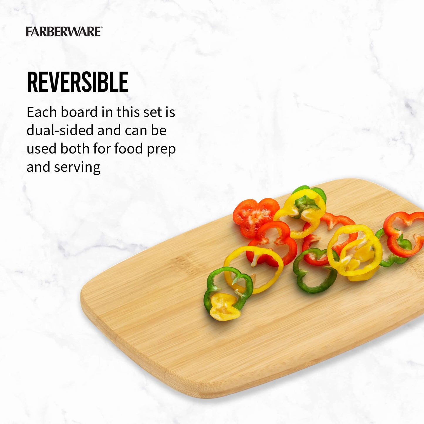 FARBERWARE 4-Piece Reversible Bamboo Cutting Board and Charcuterie Set