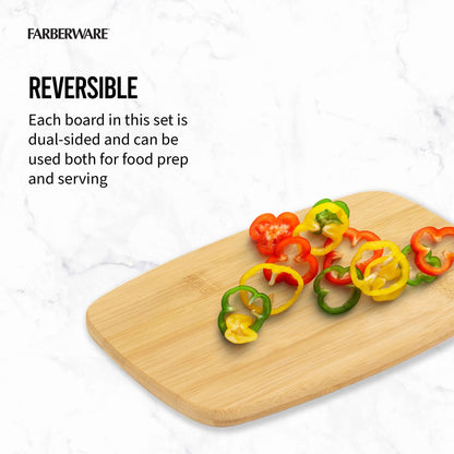 FARBERWARE 4-Piece Reversible Bamboo Cutting Board and Charcuterie Set