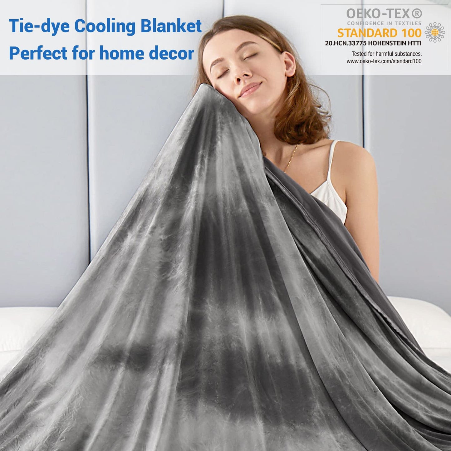 Topcee Cooling Throw Blanket for Night Sweats Decorative Tie Dye, Absorbs Heat to Keep Cool on Warm Nights, Q-Max 0.5 Cooling Blankets for Hot Sleepers, Cool Lightweight Sofa Throw Blanket (50"x70")