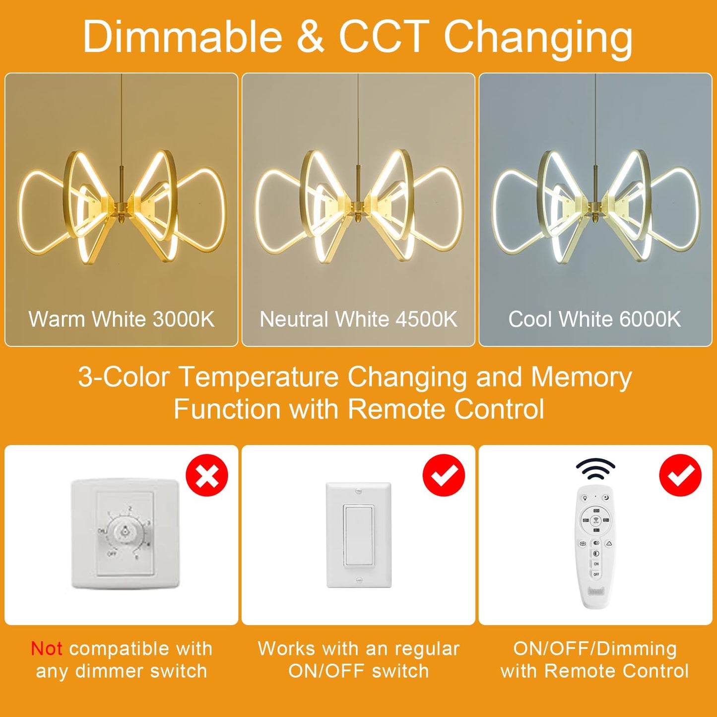 Rotatable LED Chandelier 6-Light Pendant Fixture