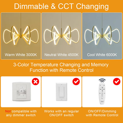 Rotatable LED Chandelier 6-Light Pendant Fixture