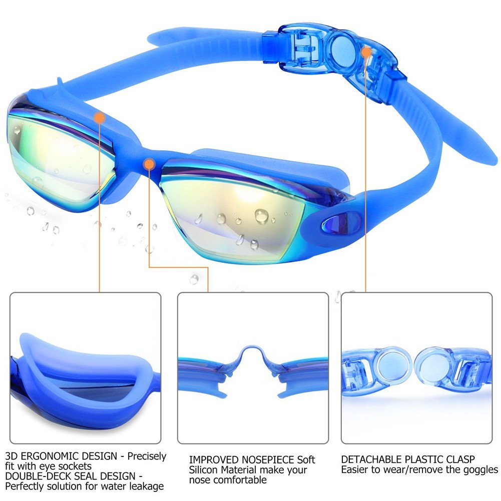 EXP VISION Adult Swim Goggles, Anti Fog Women Swimming Goggles Men No Leaking Triathlon Water Goggles