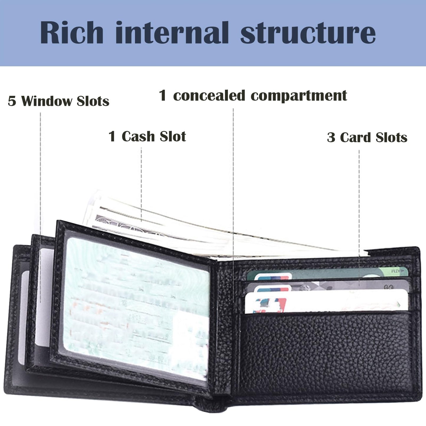 Farcauo Men's Bifold Leather Wallet Compact Design