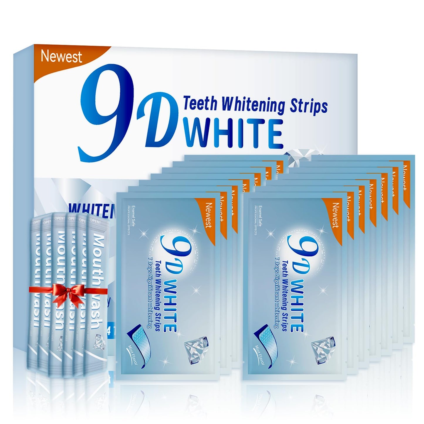 Teeth Whitening Strips - Somall 2024 Newest 9D Professional Dental Formula - Enamel Safe Whitening Without The Sensitivity - 14 Treatments with 28 Strips + mouthwash Given*14