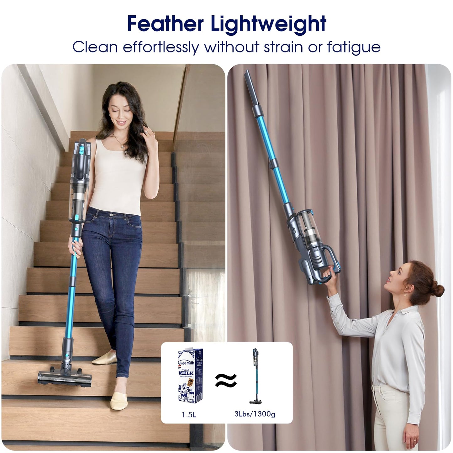 MIUZZY Cordless Vacuum Cleaner with Powerful Suction