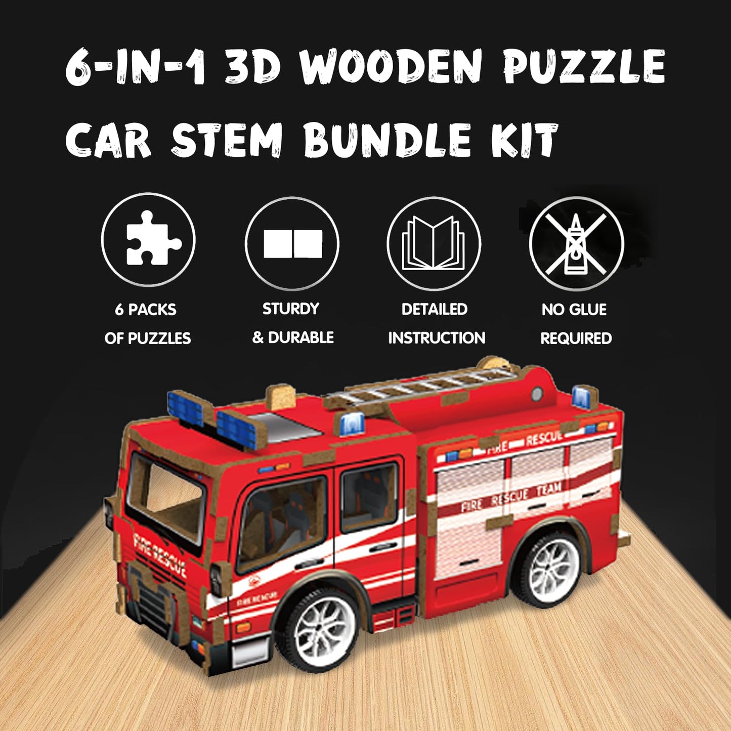 3D Wooden Puzzle Car STEM Kit for Kids