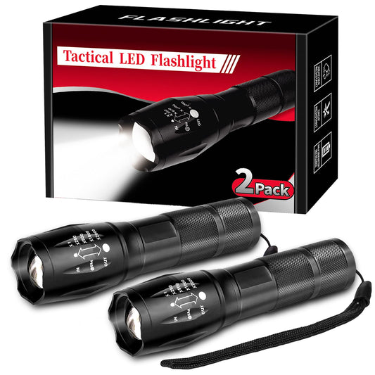 3000 Lumens Tactical Flashlight 2-Pack Waterproof