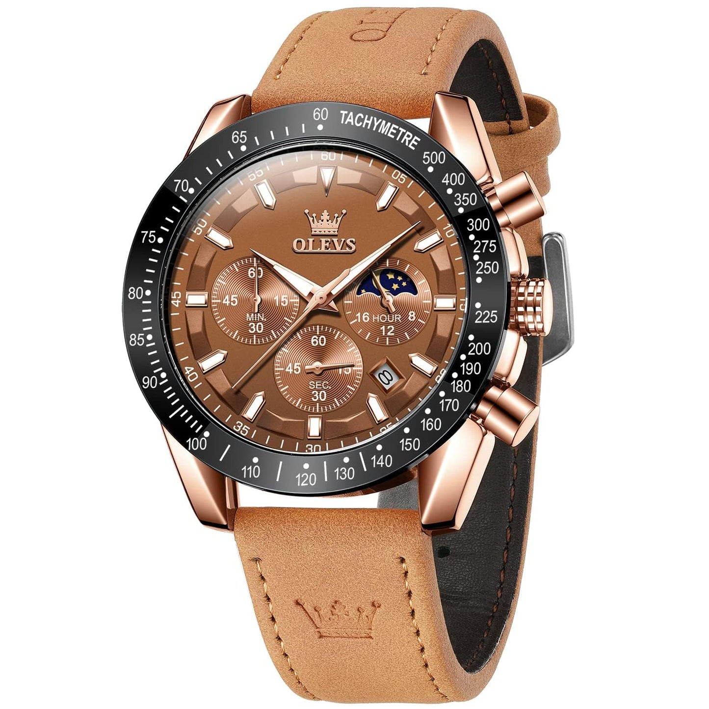 UPDATE: DEAD! OLEVS Leather Men's Analog Quartz Big Face Expedition Field Chronograph Waterproof Luminous Watches