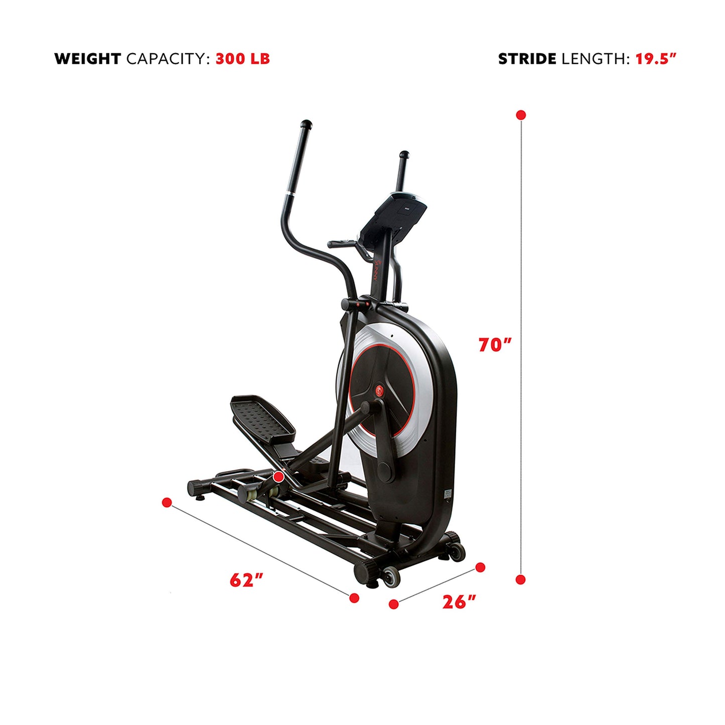 Sunny Health Elliptical Trainer with Heart Rate Monitor