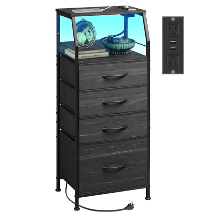 WLIVE Nightstand with Charging Station and Drawers