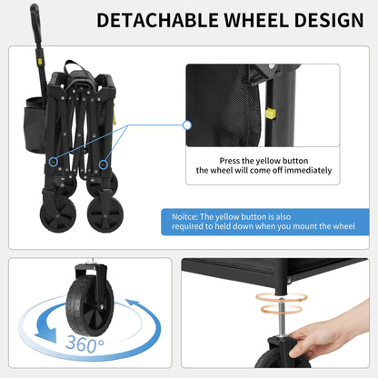 Naturehike Collapsible Folding Utility Cart with Cup Holders