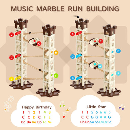 Musical Marble Building Run Toy Sets, Educational Learning Track Puzzles with Pillar Sound and Music for Kids Toddlers Age 3-8 Boys Girls Gift Ideas, Happy Birthday Song