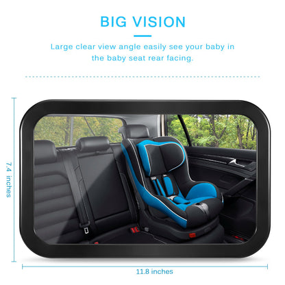 Baby Car Mirror, DARVIQS Seat Safely Monitor Infant Child in Rear Facing Seat, Wide View Shatterproof Adjustable Acrylic 360°for Backseat, Crash Tested and Certified for Safety