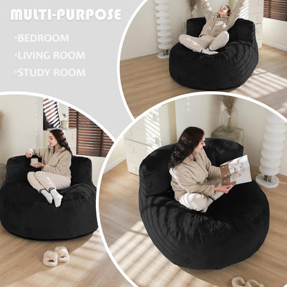 Large Black Bean Bag Chair with Memory Foam