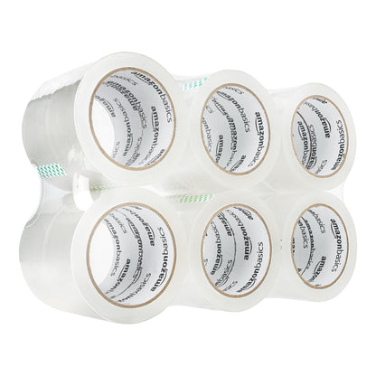 Amazon Basics Packaging Tape for Shipping, Moving and Storing, 1.88" x 54.6 yds, 12-pack, Translucence