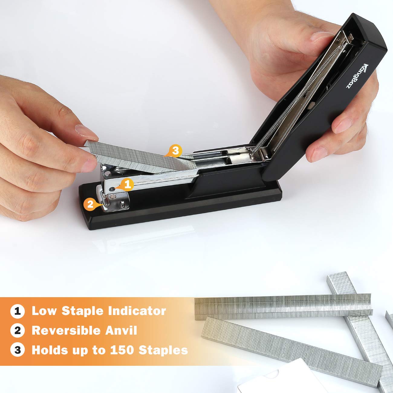 Kangbaz with 5000 ¼" Staples Office Stapler- 25 Sheet Capacity .Desktop Stapler.for Offices, Homes and Schools.Black.