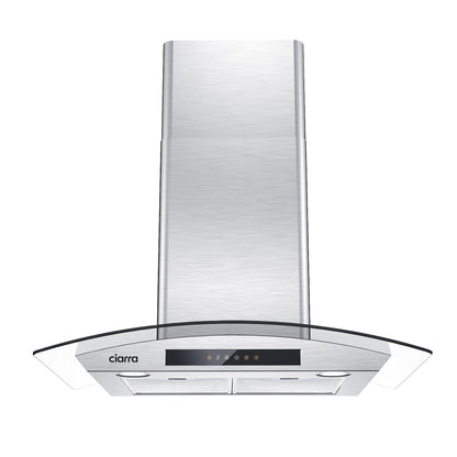 Wall Mount Range Hood 30 inch with Soft Touch Control in Stainless Steel & Tempered Glass, Stove Vent Hood for Kitchen with 3 Speed Fan, Permanent Filters, Ductless Convertible Duct, CIARRA CAS75502