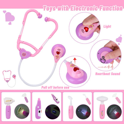 Gifts2U Doctor Kit for Kids, 28 Pieces Pretend Play Educational Toy Doctor Kit, Medical Kit with Sethoscope Doctor Playset for for Girls Ages 3-6