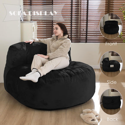 Large Black Bean Bag Chair with Memory Foam